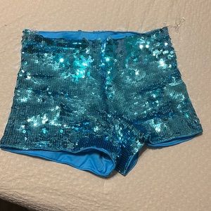 Aqua sequin shorts